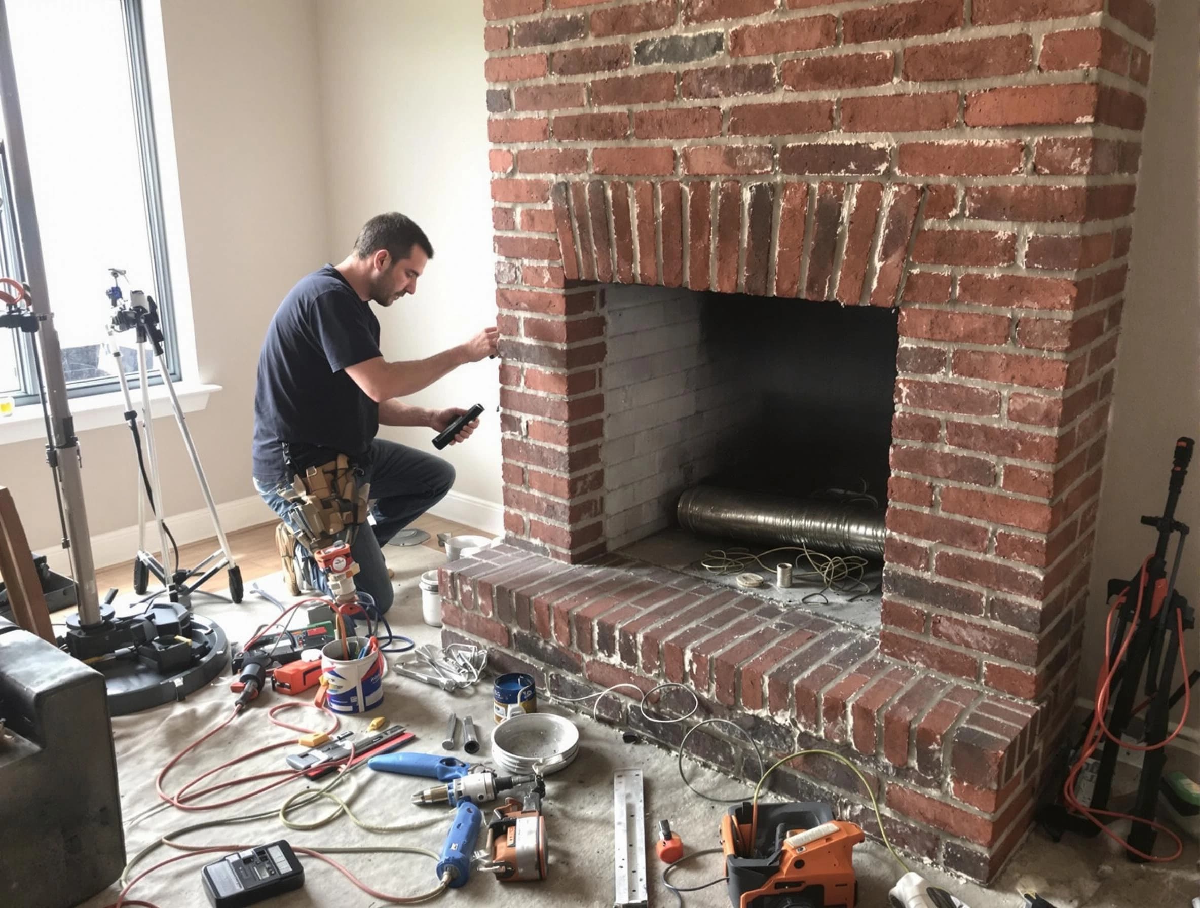 Scotch Plains Chimney Sweep specialist finalizing chimney liner service in Scotch Plains, NJ