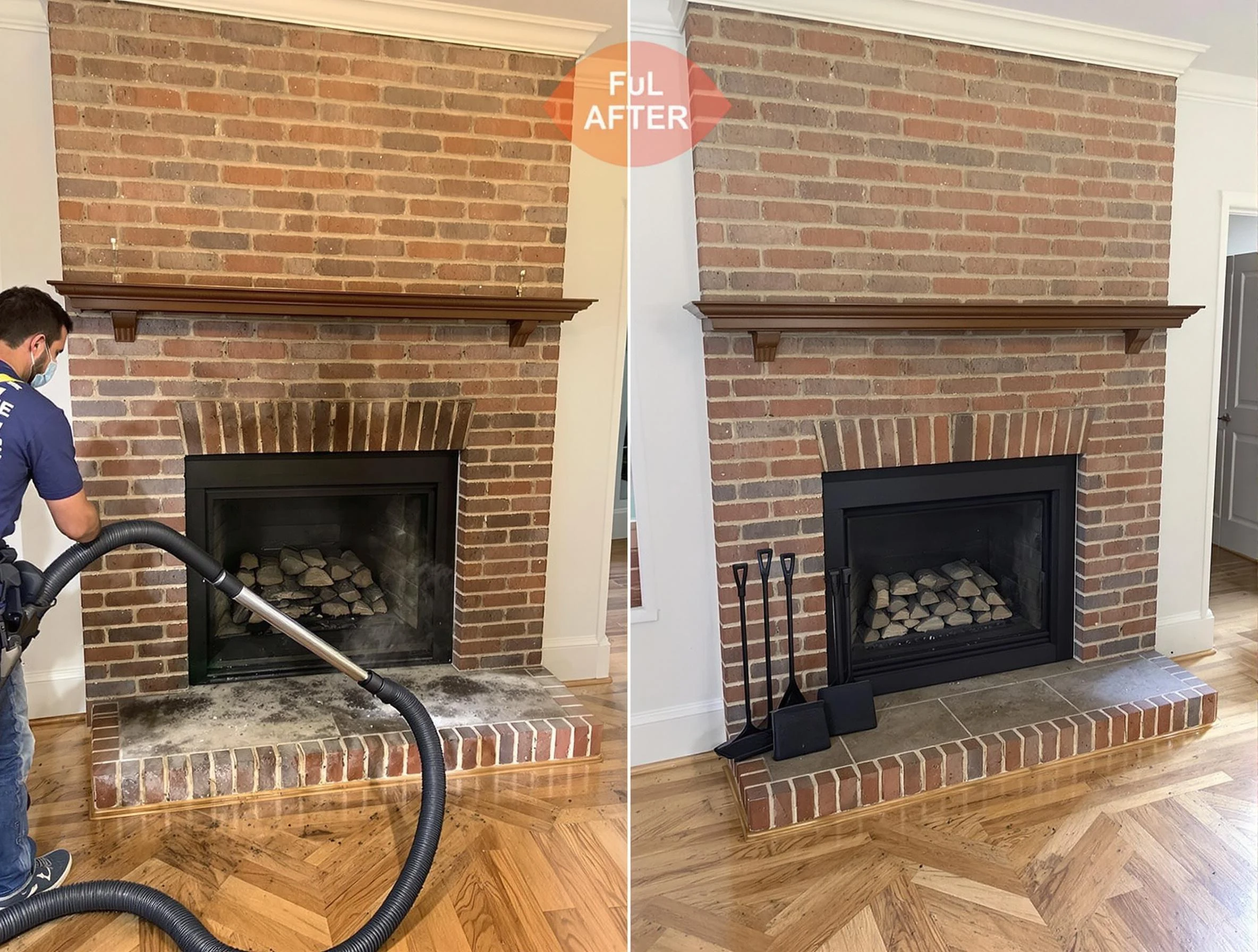Scotch Plains Chimney Sweep carefully sanitizing a fireplace in Scotch Plains, NJ